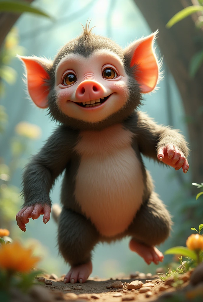 Create a monkey mixed with a pig