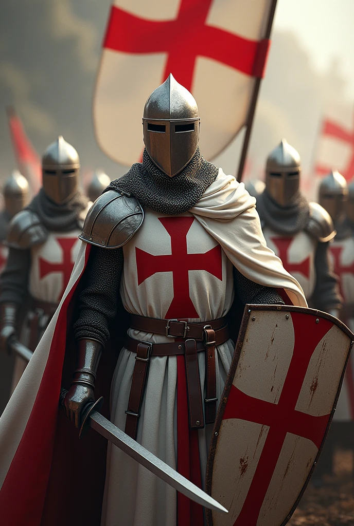 Knights Templar with the Paraguayan shield and flag in the background
