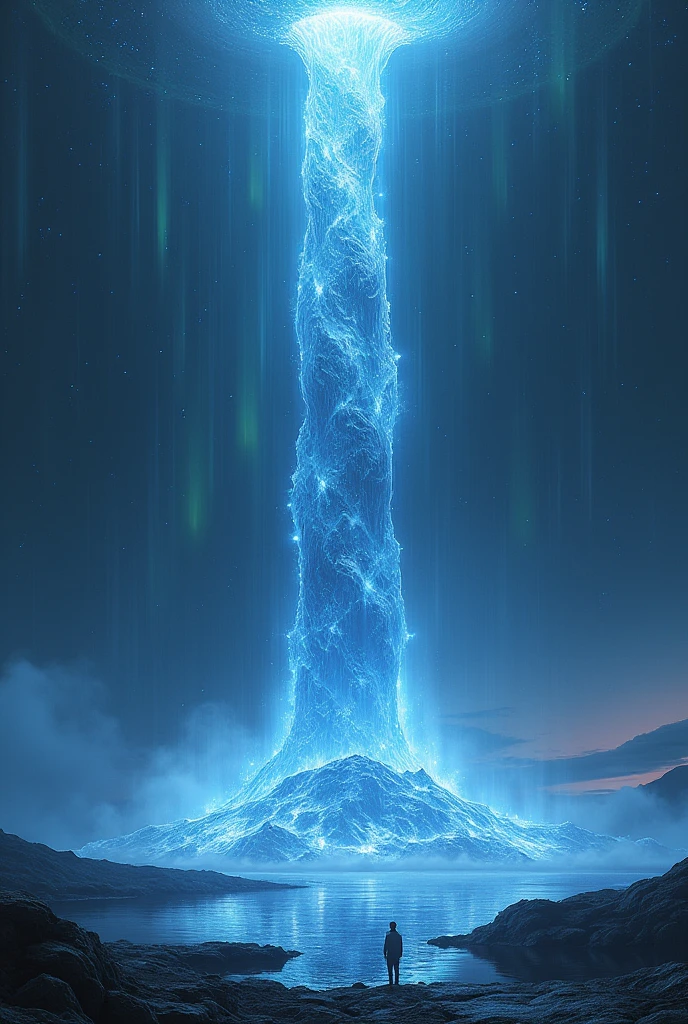 Image of a water volcano in space