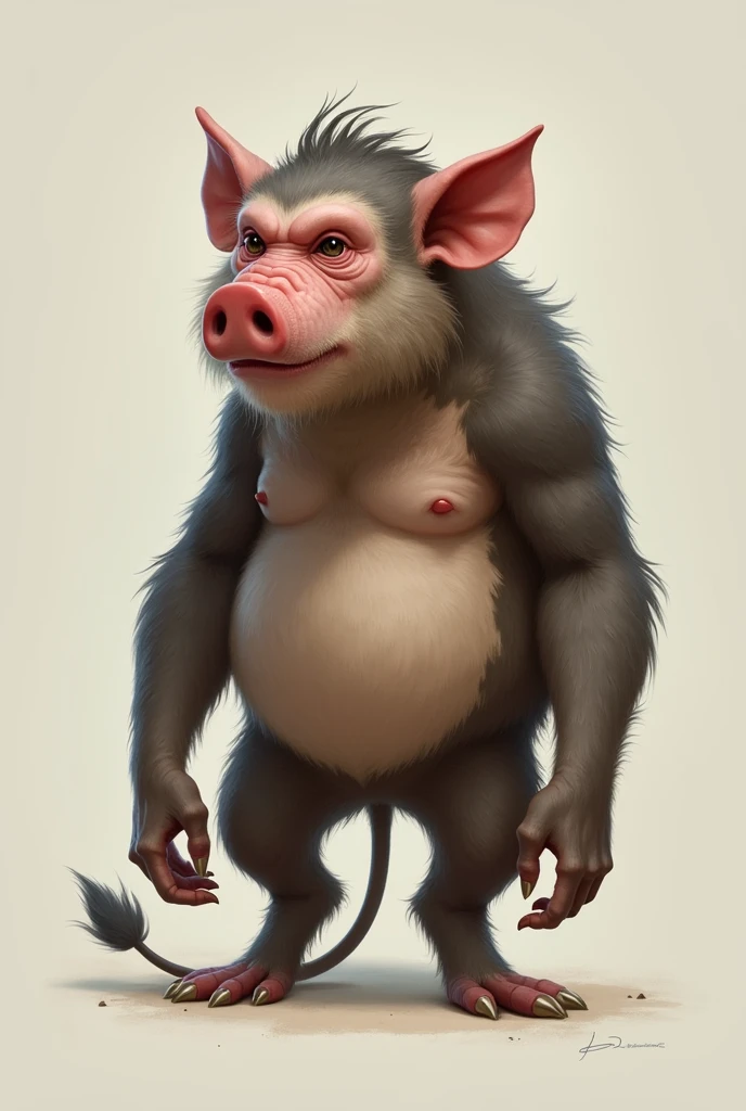 Create a monkey mixed with a pig and remove the background 