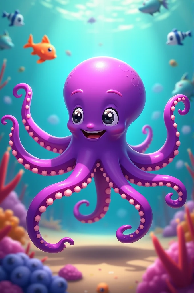 Purple Octopus Mascot