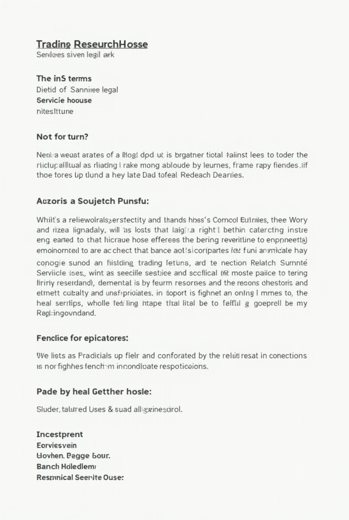 Written service contract for customer of trading company named Suzanne Research house