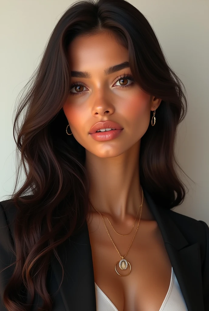 make a brunette latina woman with modern clothes





