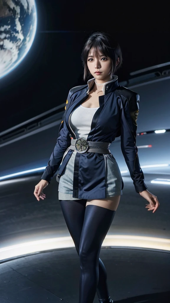 long shot, wide angle, full body photo of 1 she1, (dynamic pose), front view,
hair over eyes, split ponytail, clothing cutout, earrings, jewelry, miniskirt, white skirt, leotard, white jacket, long sleeves ,
huge breast, narrow waist, wide pelvic, thigh, calf, highheels,
airplane_interior <lora:shermie_v10:0.7>