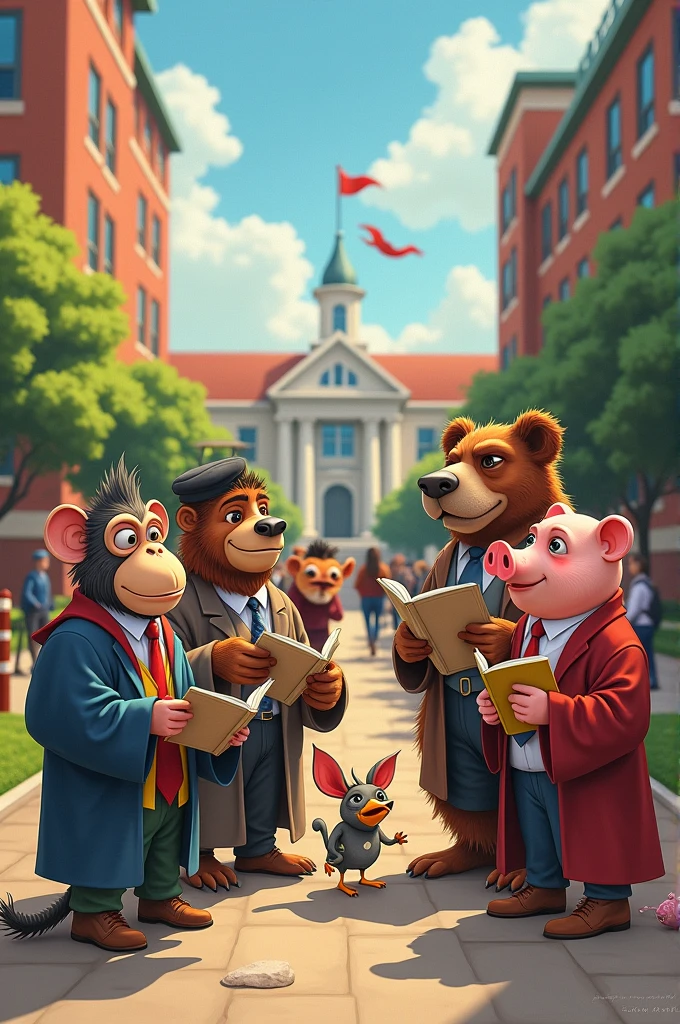 A Monkey A Dog A Hen A Bear A Pig and A Cockroach in college