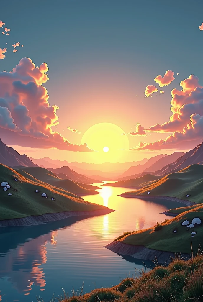 landscape with the sun rising
