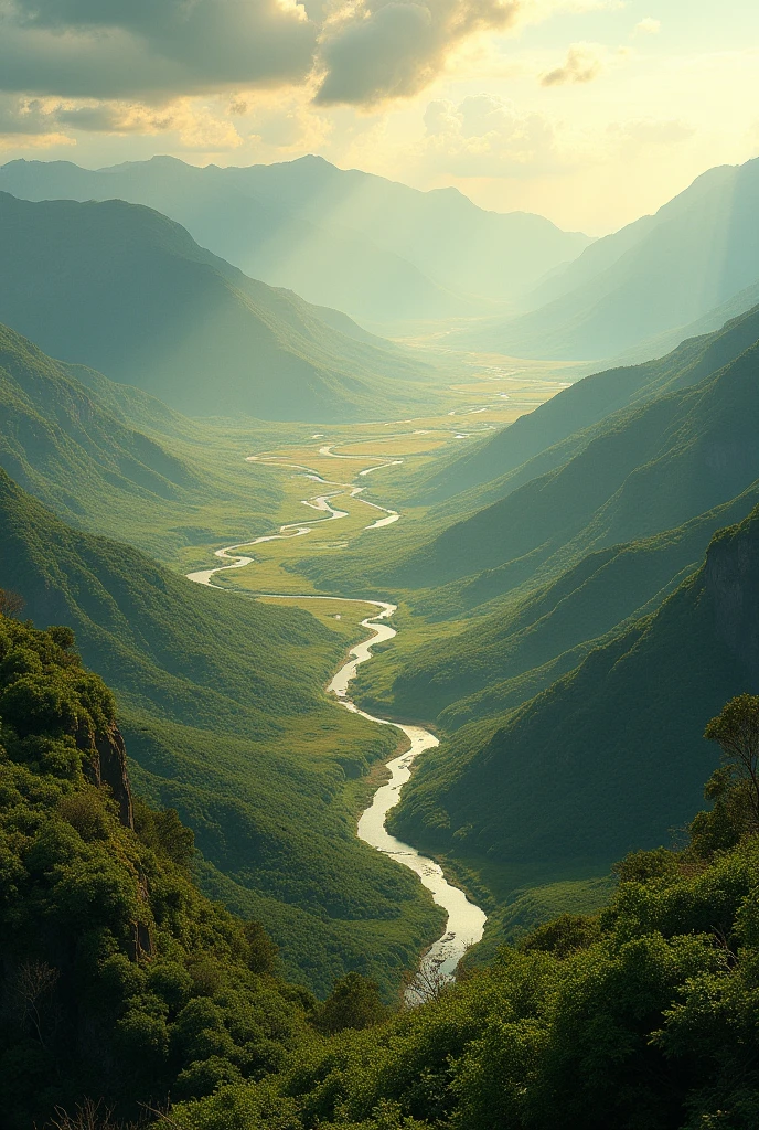 beautiful landscape huge plain valley colombia with a river 
