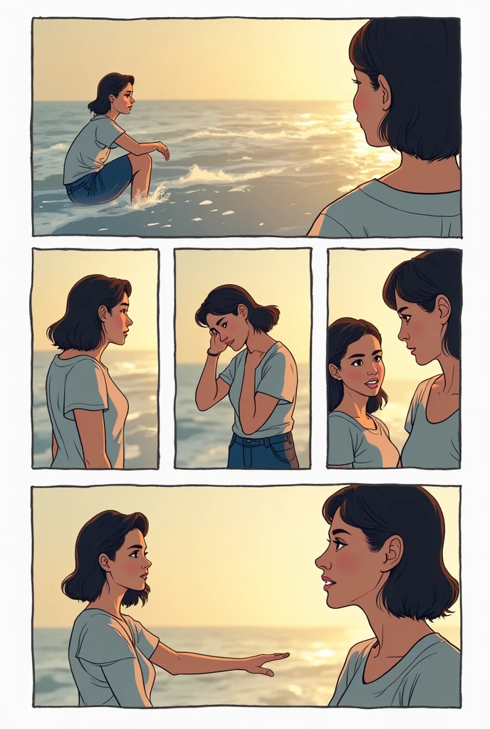 Create a comic describing the following lines:
Title: "The Journey of Personal Growth"Panel 1: A person named Alex looks in the mirror and feels insecure. La autoimagen de Alex es negativa
Text: "I'm not good enough"
Panel 2: Alex realizes he needs to work on his self-esteem. Start practicing self-compassion and focusing on your strengths.
Text: "I accept myself as I am"
Panel 3: Alex develops his self-competence by learning new skills and achieving goals.
Text: "I can do it"
Panel 4: Alex's self-confidence grows as he faces challenges and overcomes obstacles..
Text: "I believe in myself"
Panel 5: Alex looks in the mirror and feels safe and confident. Alex's self-image is positive.
Text: "I am capable and deserving of success"