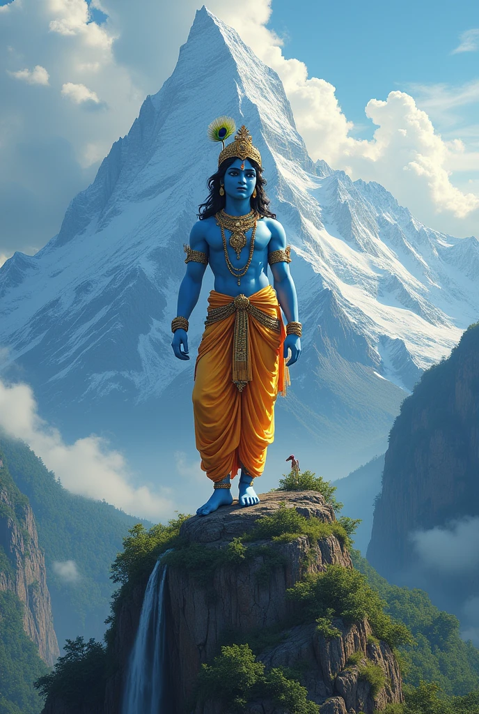 krishna is on the mountain 