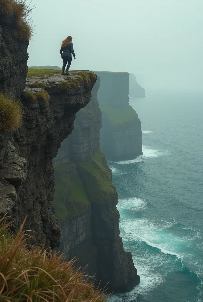 Woman chasing after a dwarf sufferer who fell off a cliff 