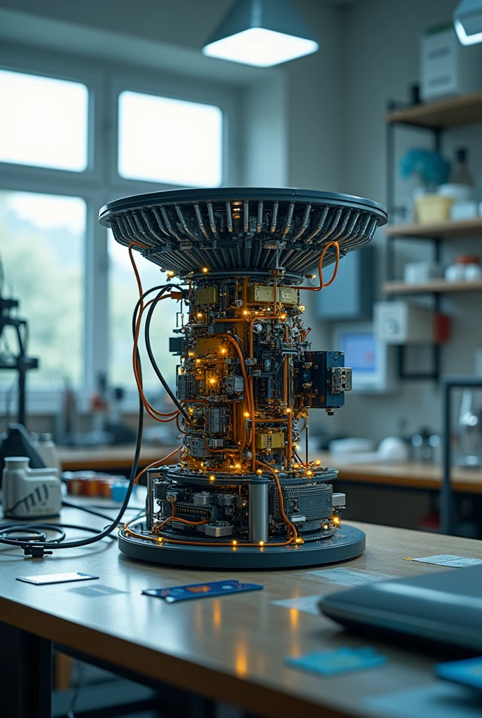 An image of internal machine satellite on table in Indian laboratory