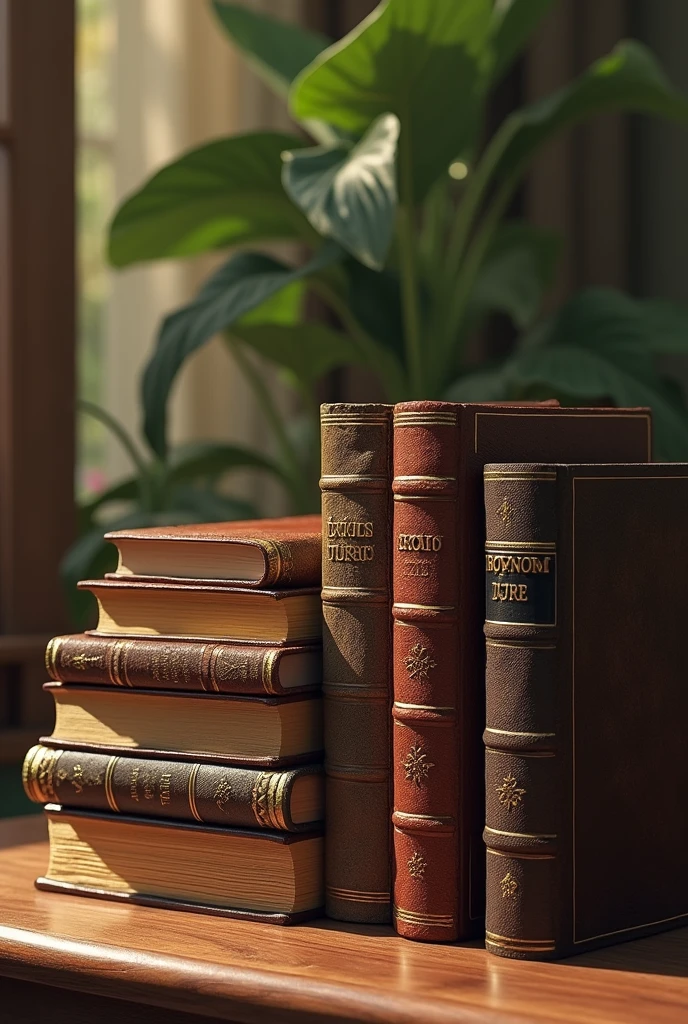 Create an image with a background, with several books, with real images. Make it realistic.