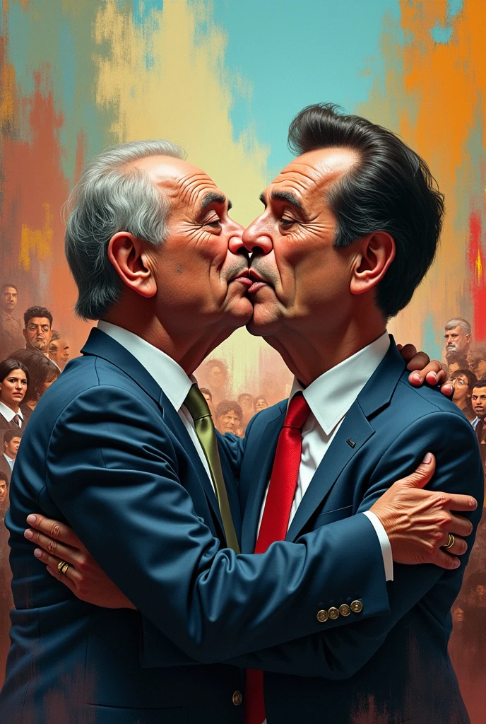 Lula kissing Bolsonaro