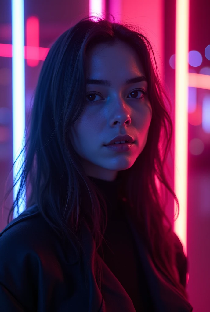 Human pic with neon background