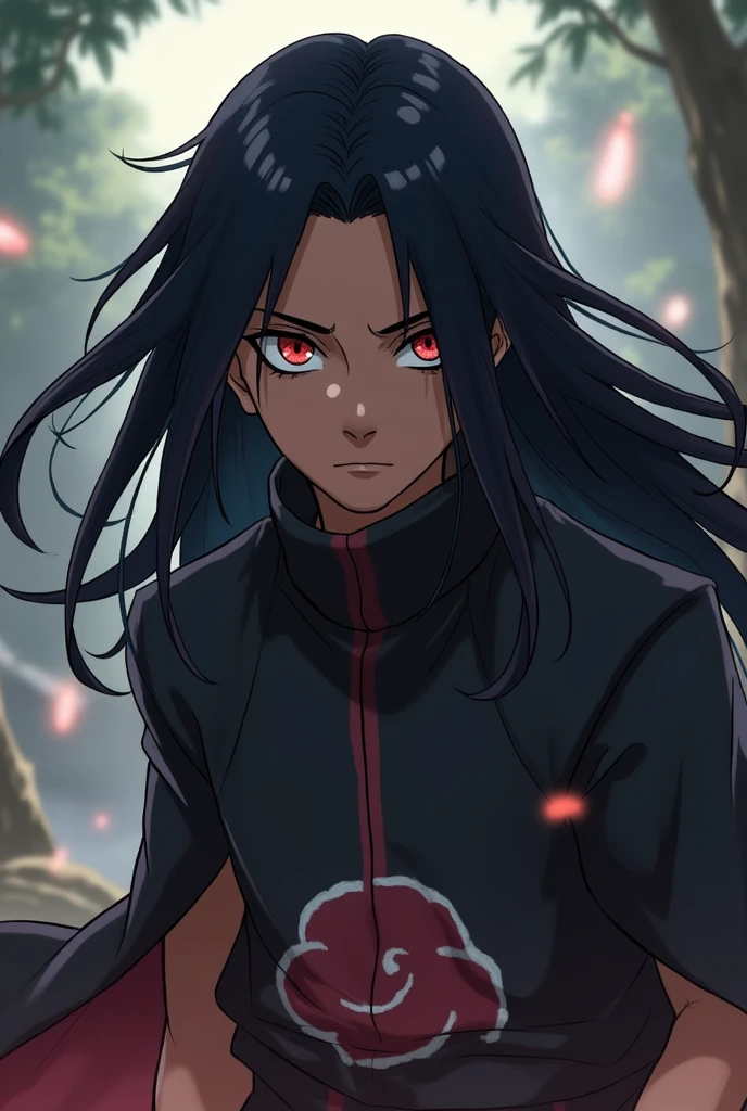 dark skin, Young, long black hair, Byakugan, male, naruto character