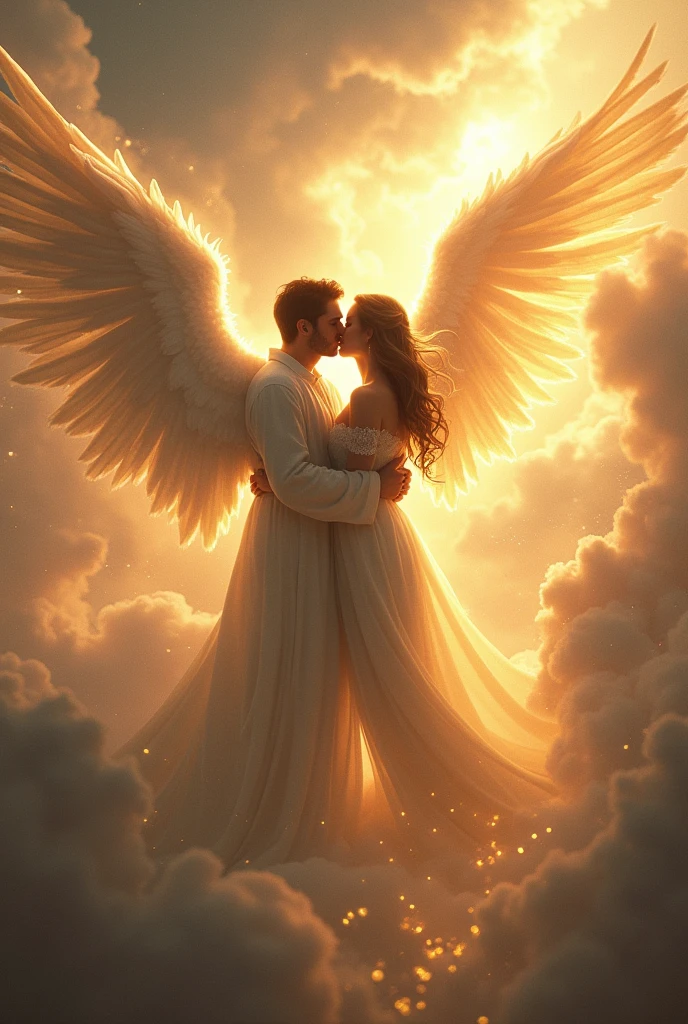 epic image of an angel kissing a human