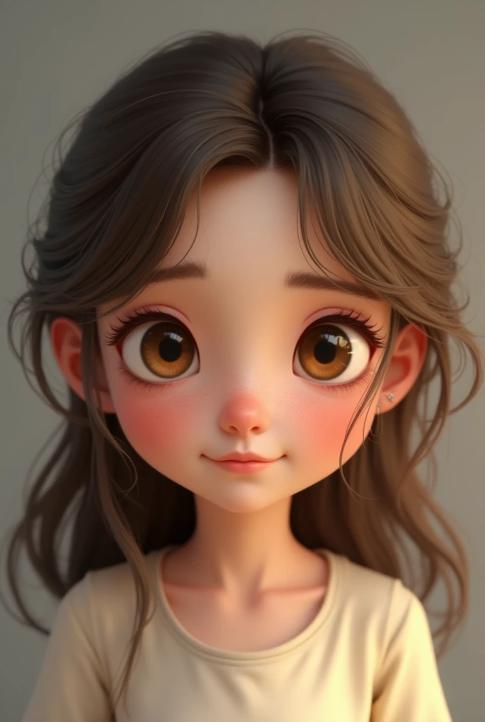 Brown haired girl with brown eyes