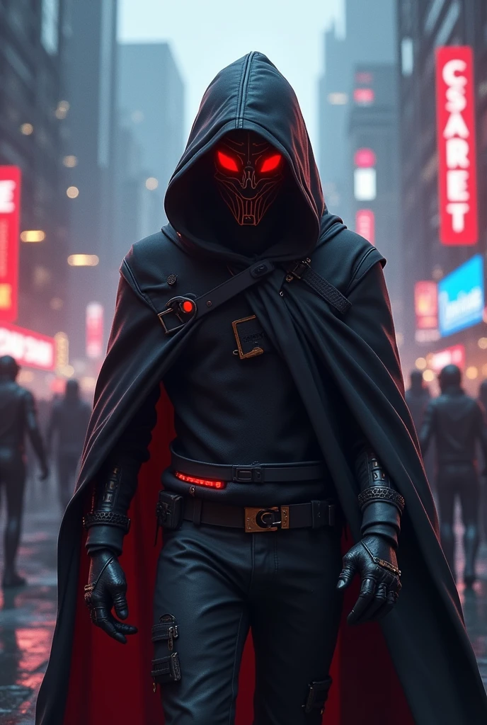Cyber riot, mask_red, cloak_black, fortnite_skin_top