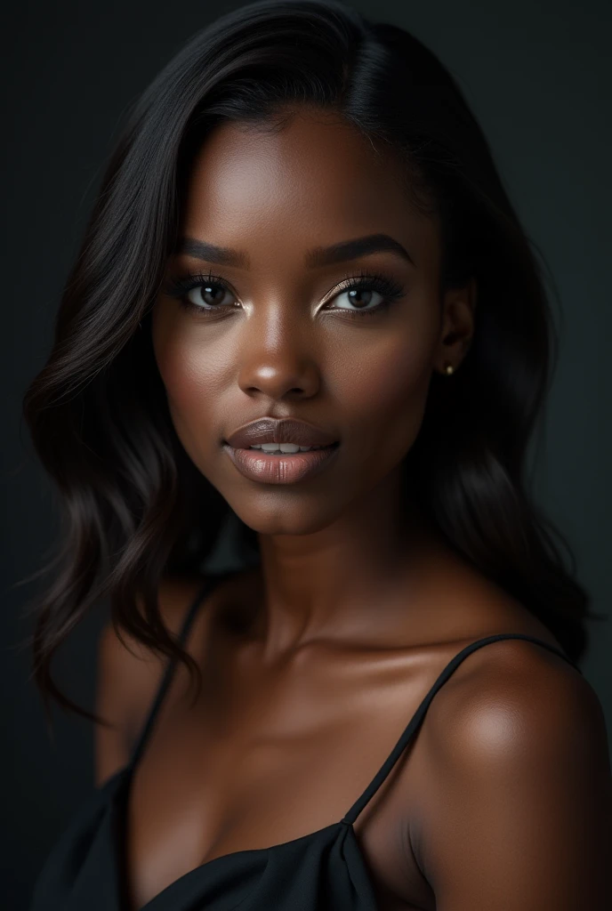 Close-up of a black female singer wearing a dress