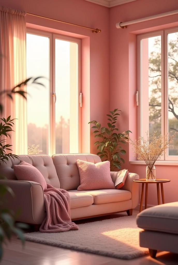 Pink living room, evening