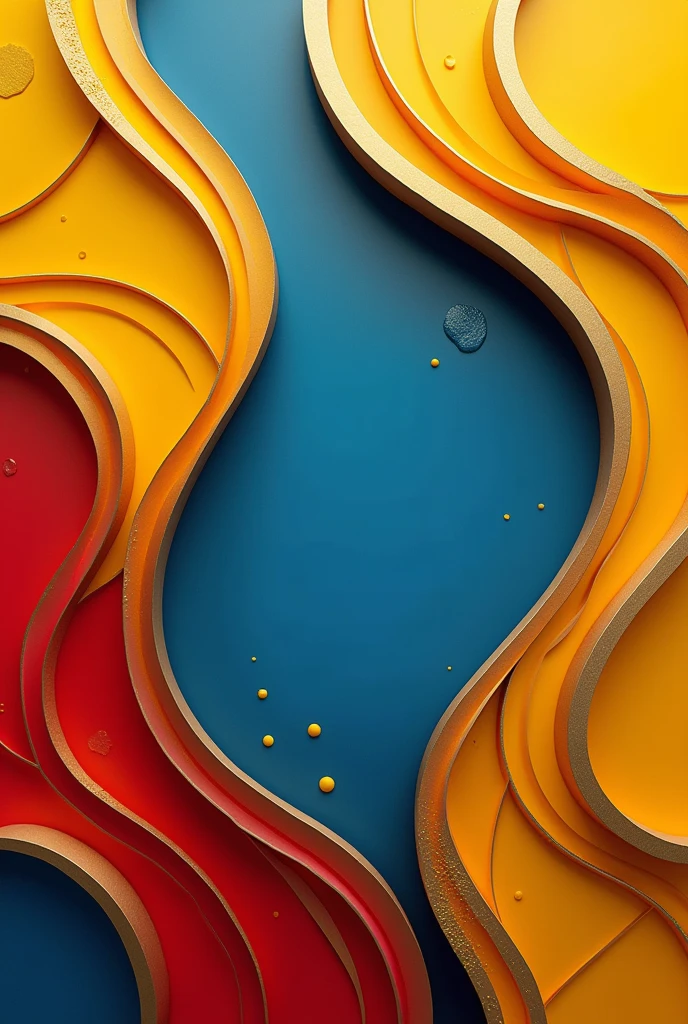 background with yellow blue and red colors, with golden and vectorized edges