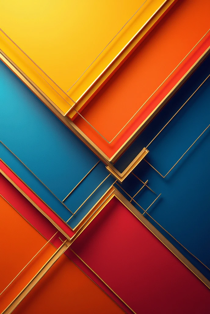 background with yellow blue and red colors, with golden and vectorized edges