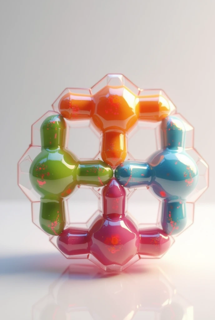 A candy in the shape of a benzene in 3d