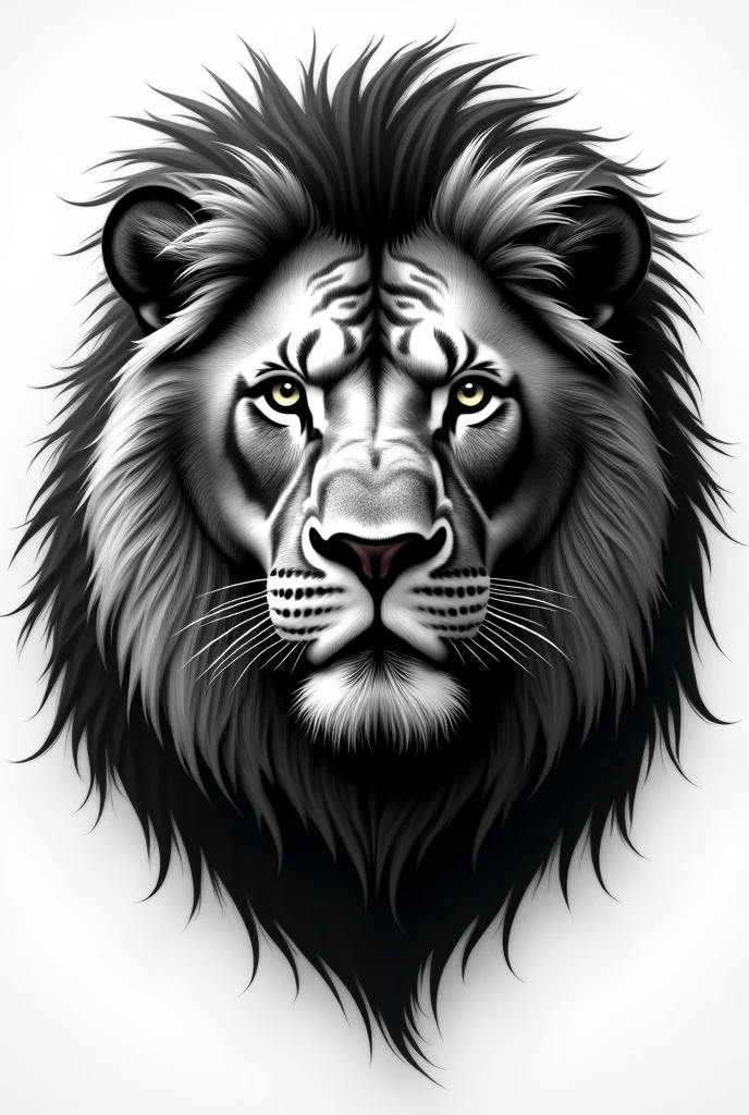 Black and white lion head