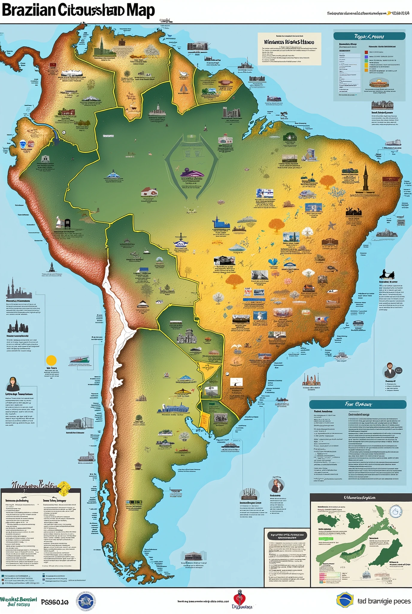 Create a citizenship map identifying rights and duties including laws and regulations governing Brazilian citizenship