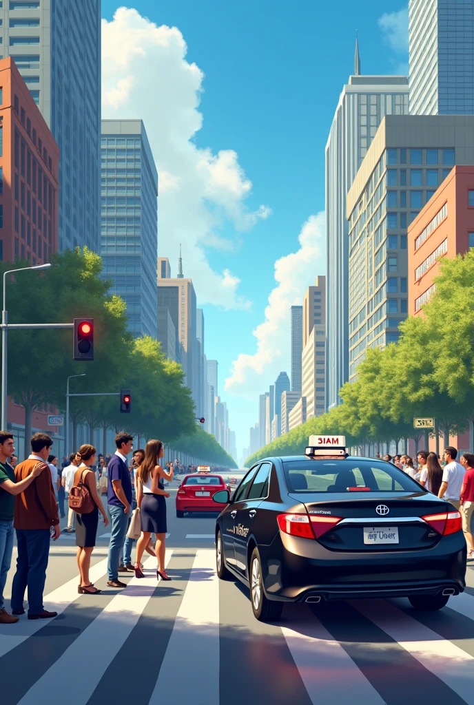 Pick up people, car, Uber
