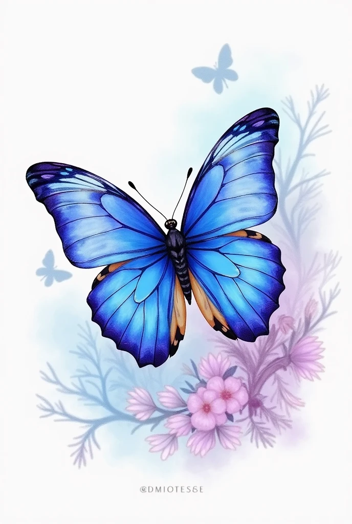 Blue and purple butterfly drawing