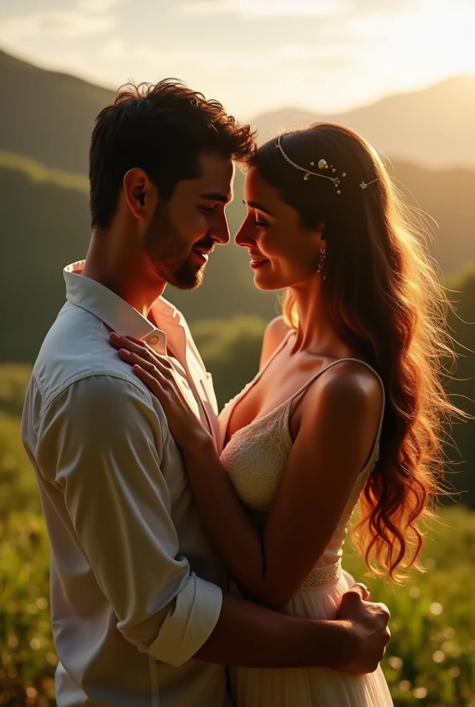 beautiful couple brown hair in love in campos do jordão brazil 18k realistic outdoors romantic photoshoot