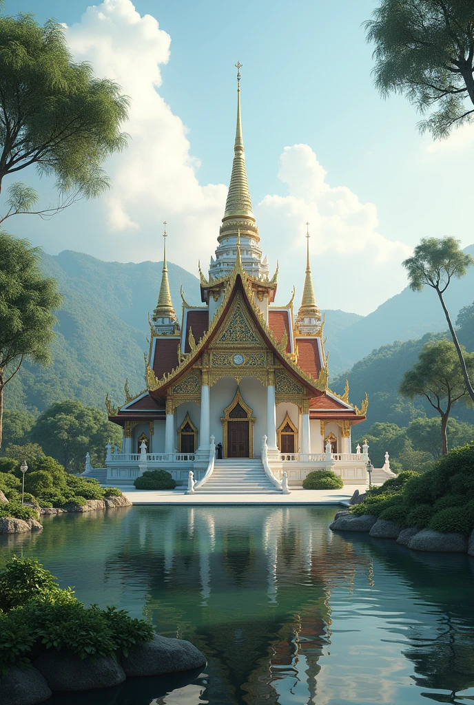 Myanmar - burma religion style building . Essense of nothingness, completely clam and tranquility, photorealistic, HDR,hyper detailed ,