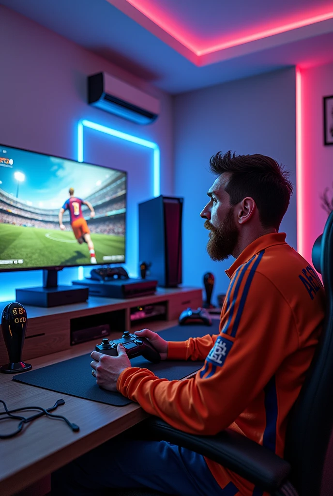 messi plays gta5 with naruto on ps5 in gaming room