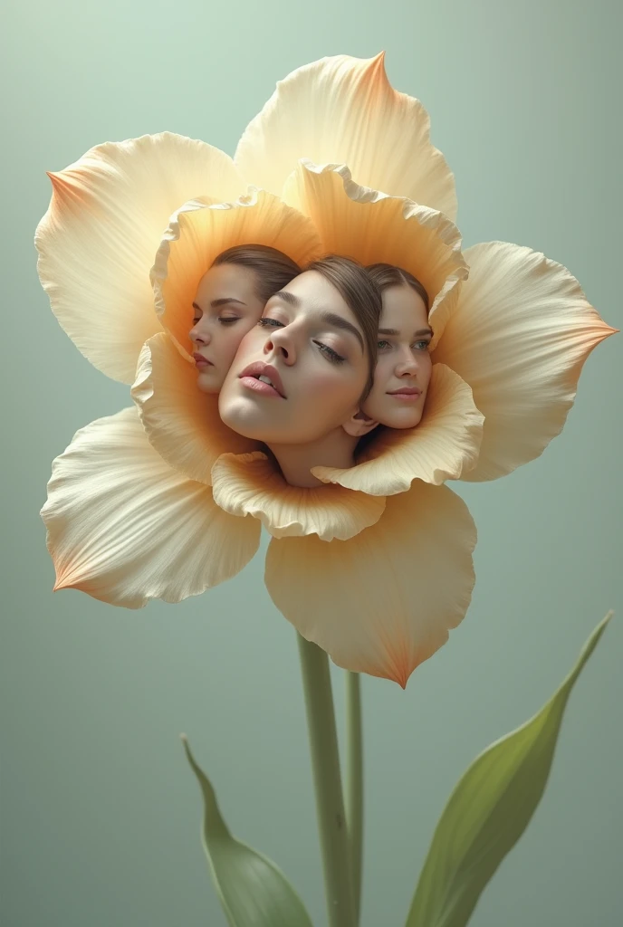 5 people's faces as single flower Petals (no obstruction)