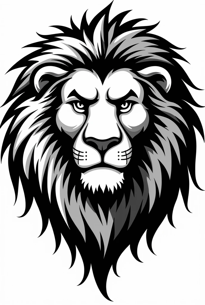 Black and white cartoon lion head
