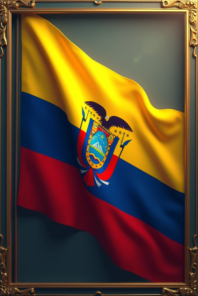 ecuador flag background with golden borders