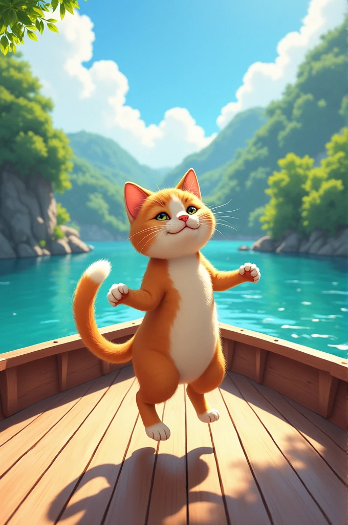 Cat dance on a boat 