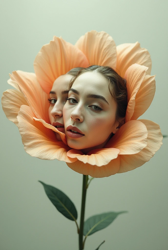 5 people's faces as single flower Petals (no obstruction)