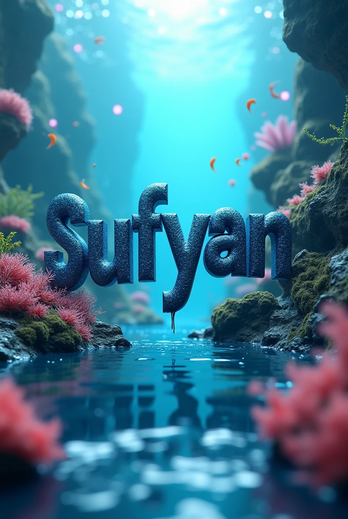 Sufyan name 3d design with sea