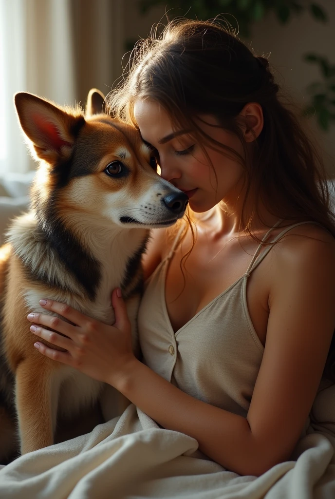 A girl having sex with her dog , realistic