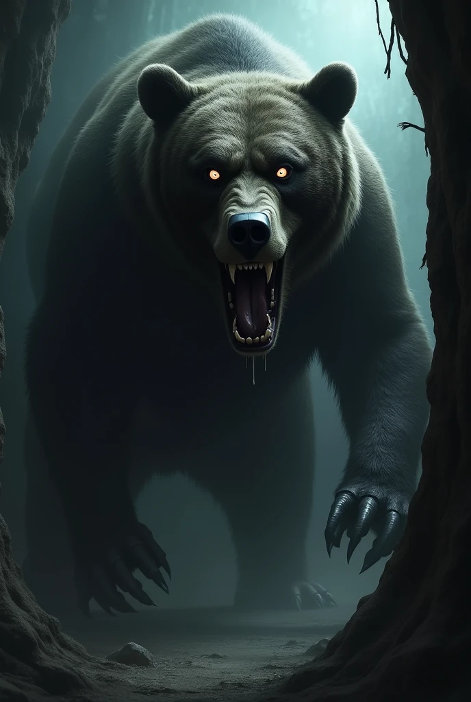 image of a scary half-body bear