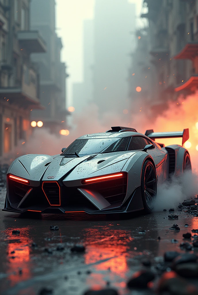 Awsome the futuristic [car] In a battle