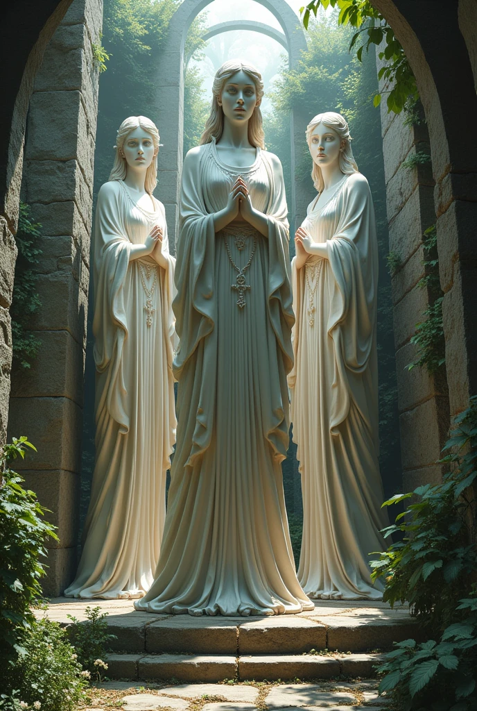 
statue of goddesses in a labyrinth