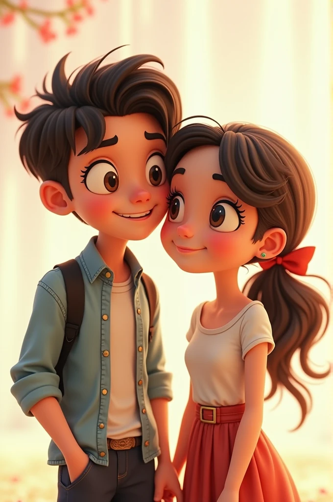 A animated photo of a couple which the boy is labeled 2003 and the girl is 2006