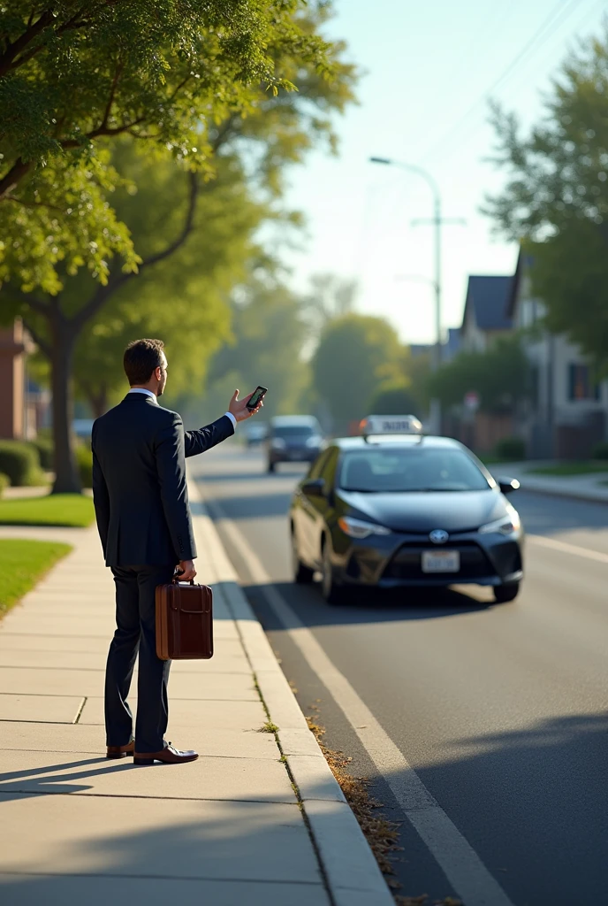 Pick up person, car, Uber, house, neighborhood 