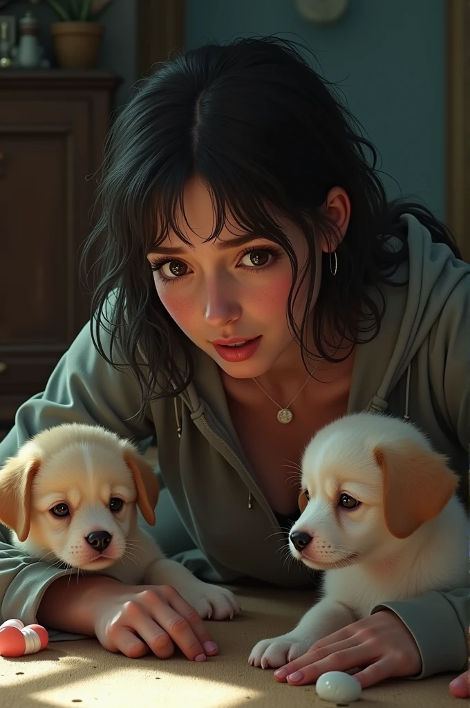 discovered that her puppies had disappeared. desperate,