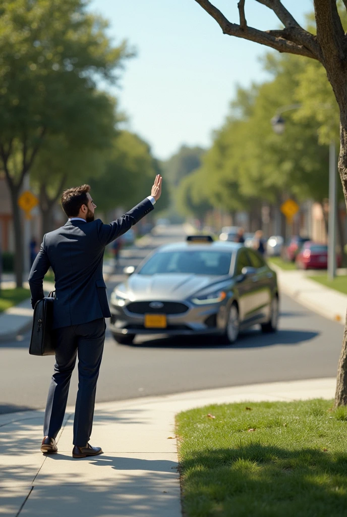 Pick up person, car, Uber, house, neighborhood