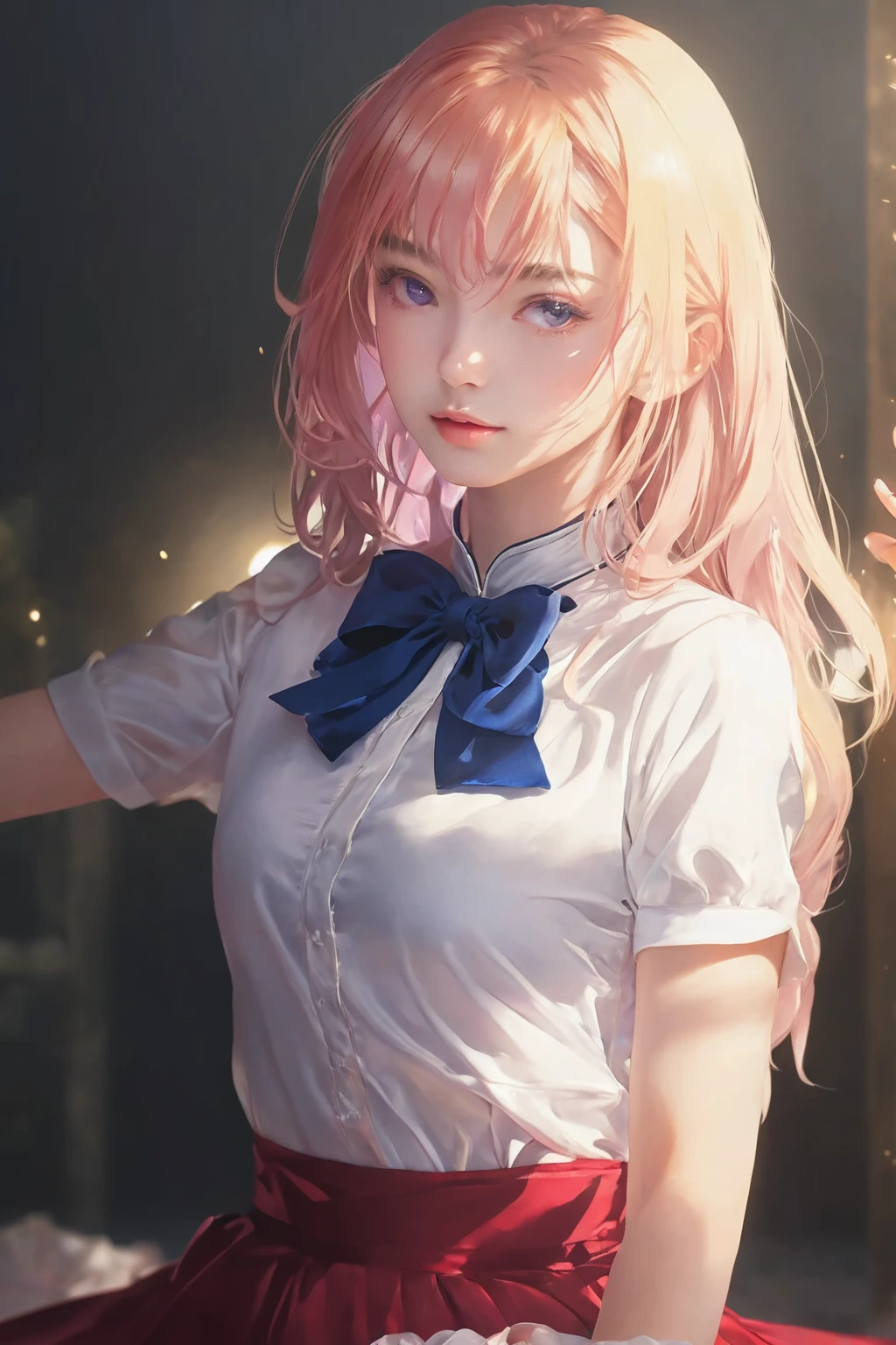 （high quality）,(details）,(nsfw）,(thin shirt),((soaking with sweat)),(sweaty),((blushing)),((shy)),
（dance）,((skirt))