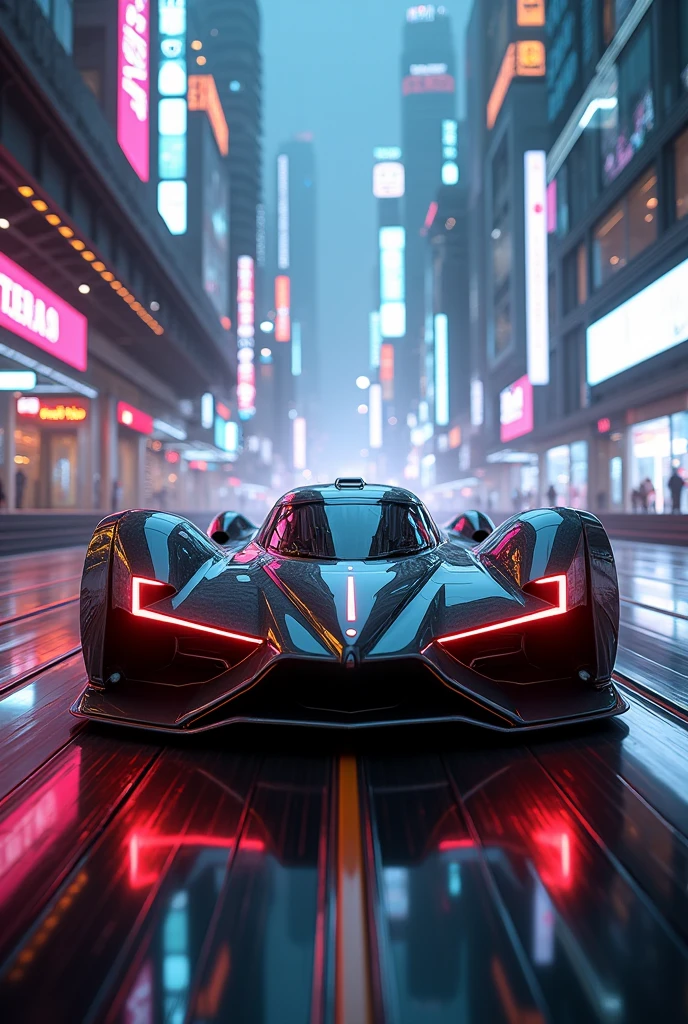 Awsome the futuristic [car] In a cyber city